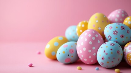 Fototapeta premium Vibrant easter egg composition with decorative patterns for festive design