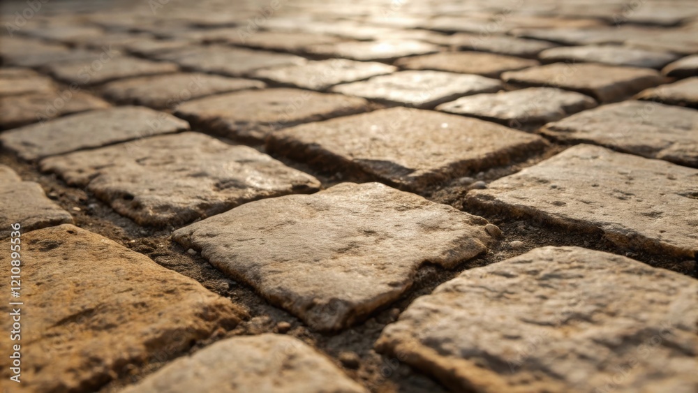 Aufkleber A closeup image focusing on the grouted lines between rustic stone tiles emphasizing the texture of the grout as it settles into the uneven spaces between the rugged surfaces.