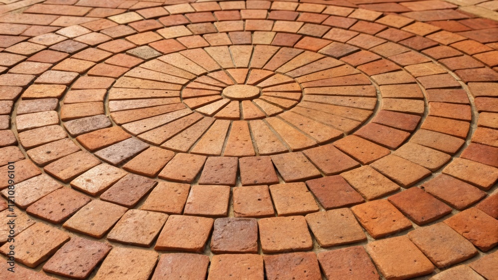 Aufkleber a closeup of a circular brick design built from handcrafted terracotta bricks highlighting the smoot
