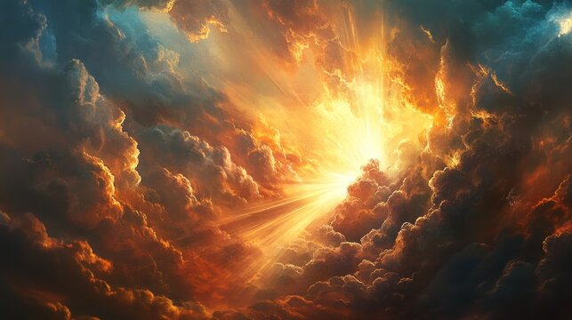 Heavenly light bursts through dramatic cloudscape