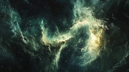 Obraz premium A storm of binary numbers cascading across a starry cosmic backdrop, blending the themes of digital technology and the vastness of space