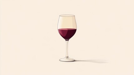 Minimalist digital illustration of a glass of red wine, elegant and clean design.