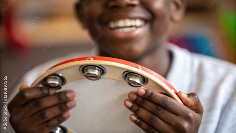 Aufkleber a closeup of a tambourine player fingers deftly shaking the instrument showcasing a mix of joy and f