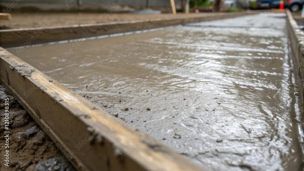 Aufkleber A closeup of freshly poured concrete as it settles in a mold capturing the texture and sheen of the wet material symbolizing the foundation being laid for new community spaces.