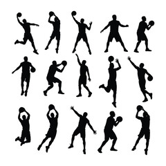Beautiful Basketball player silhouette collection. Set of black basketball people silhouette1