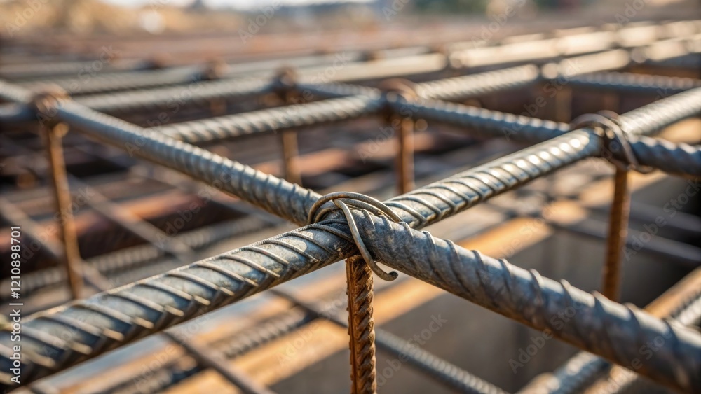 Aufkleber a closeup of steel rebar being tied together with wire showcasing the intricate details of the struc