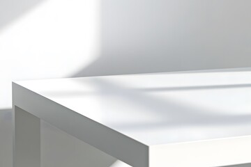 Fototapeta premium White Table Corner with Sunlight Shadows