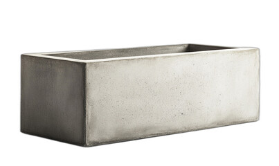 Sleek Minimalistic Concrete Rectangular Planter - Smooth Gray Texture, Professional Studio Lighting, Isolated on White Background with Sharp Edges
