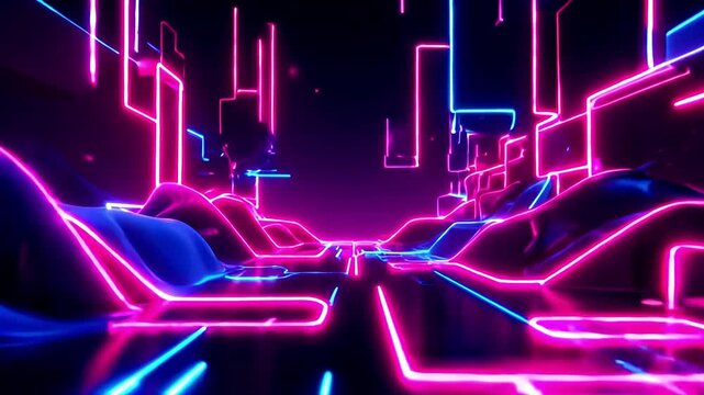 Neon Cityscape 80s Retro Synthwave Background Loop
