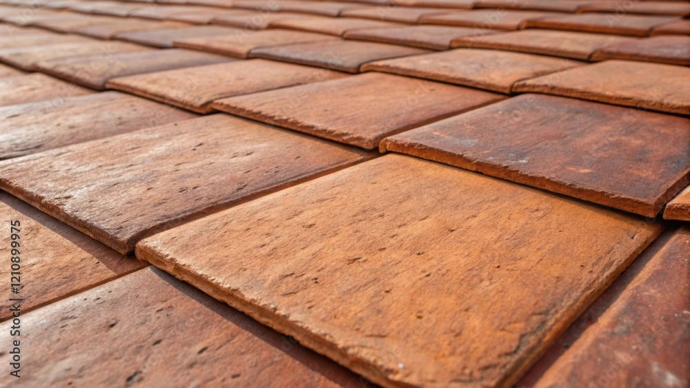 Poster a closeup shot showcasing the texture of a freshly laid terracotta tile revealing the rich rustic co