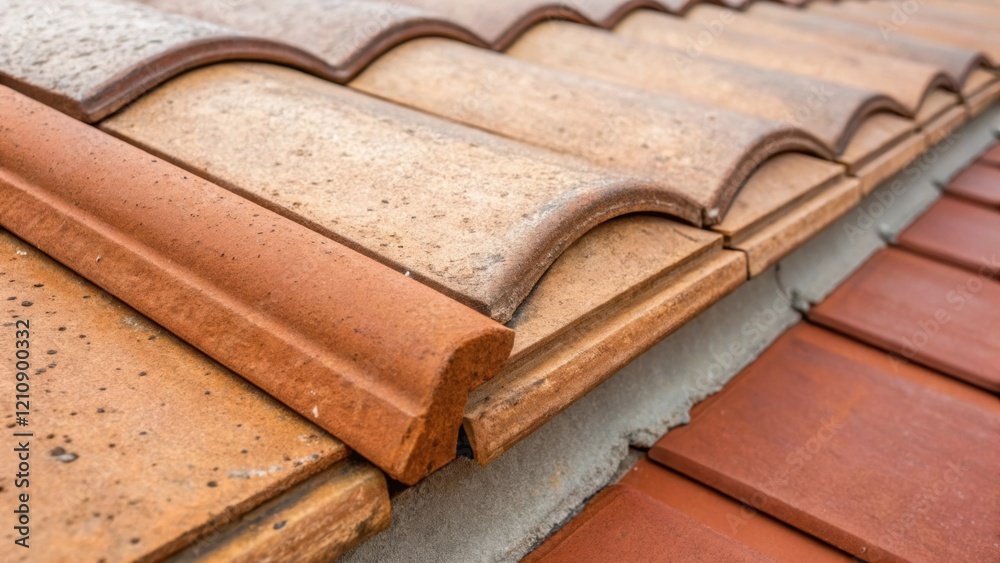 Leinwandbilder a closeup view of the joint where two terracotta tiles meet illustrating the craftsmanship involved 