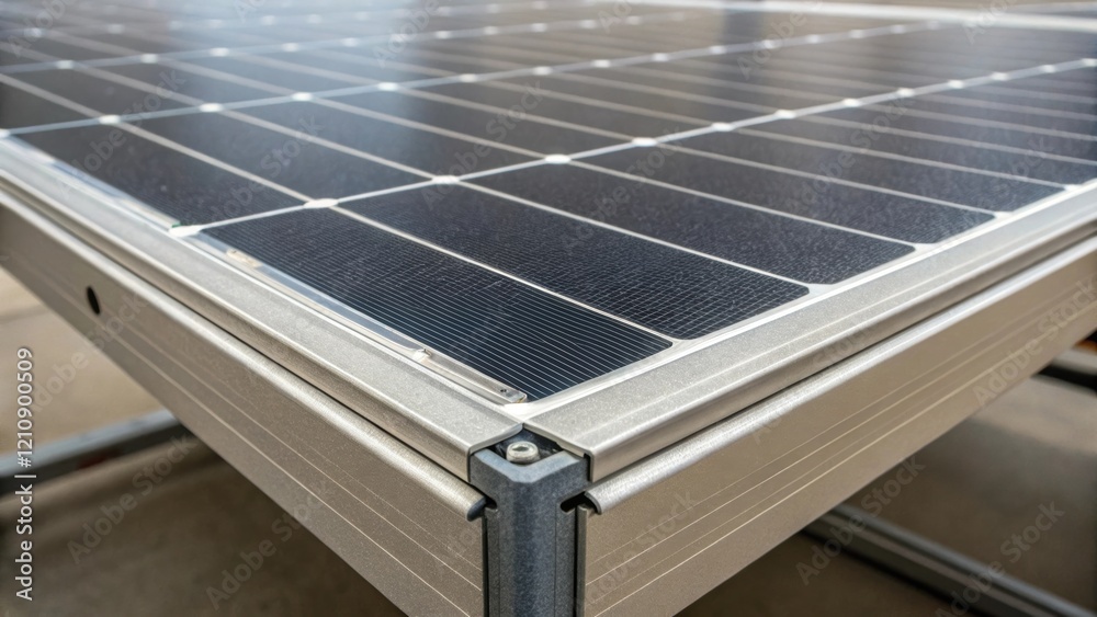 Poster A detailed closeup of a solar panels edges focusing on the subtle textures and the framework that encases it conveying both the craftsmanship involved in manufacturing solar