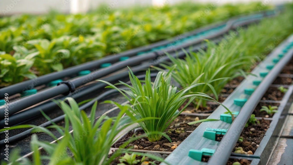 Poster a detailed look at a green roofs irrigation system featuring efficient drip lines nestled a the plan