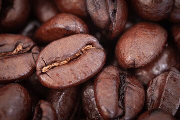 Close-Up of Roasted Coffee Beans