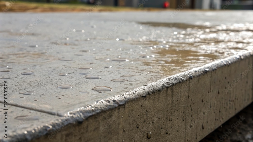 Aufkleber a medium closeup of a concrete slab with droplets of water glistening on its surface showcasing the 