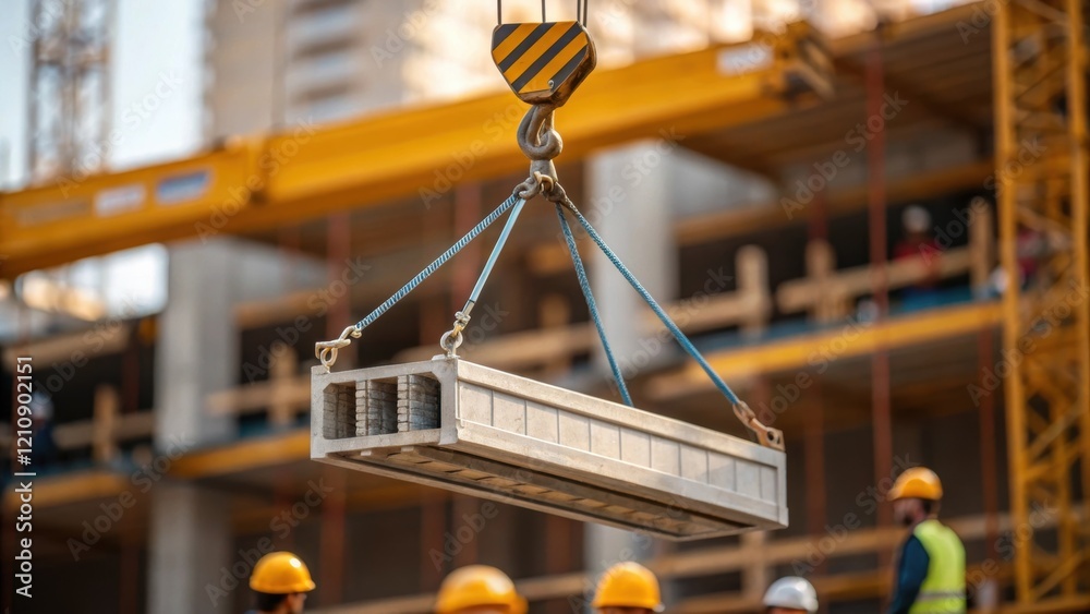 Leinwandbilder a medium closeup of a crane lifting a prefabricated section into place capturing the dynamic movemen