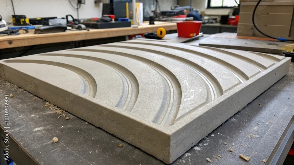 Poster A medium closeup of a finished concrete section showcasing the curved lines and smooth finish that illustrate the creative potential of 3D printing with tools and materials tered