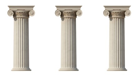Fototapeta premium Classical Greek and Roman Columns Isolated on White Background