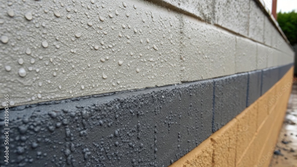 Poster a medium closeup of the freshly applied shotcrete on a wall highlighting the contrasting colors of t