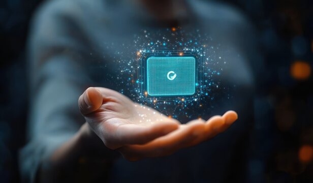 Businessman Holding Virtual Agenda for Meeting Planning and Scheduling in Digital Organizer