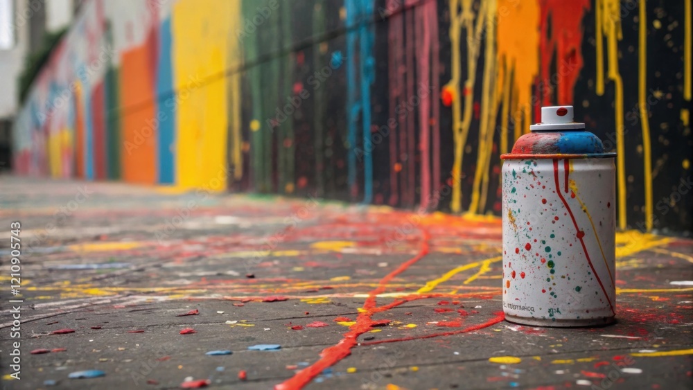 Aufkleber An abstract closeup that focuses on splatter techniques where drips and sprays of paint in various colors create a chaotic yet harmonious tapestry expressing the raw energy of