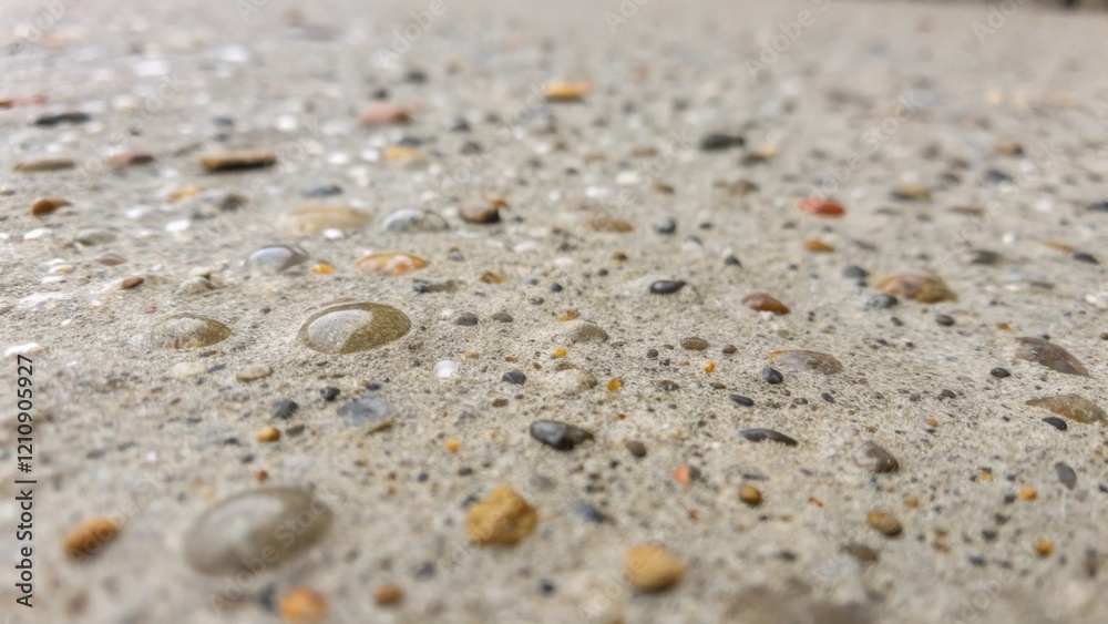 Poster An extreme closeup of the surface of concrete as it begins to dry showing the subtle color variations and tiny air bubbles ped within the mixture hinting at the craftsmanship
