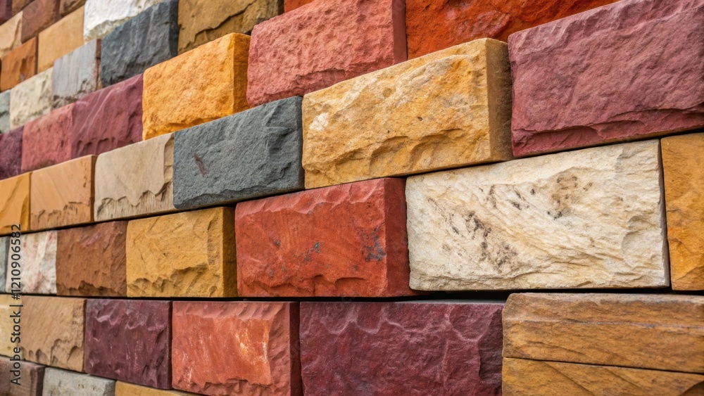 Poster a vibrant closeup of colorful sedimentary stone blocks stacked against each other showcasing the ric