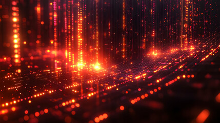 Abstract Red Glowing Particle Background with Dynamic Light Streaks and Energy Flow