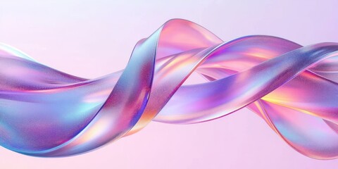 Futuristic Abstract Composition with Shiny Ribbons on Pastel Background