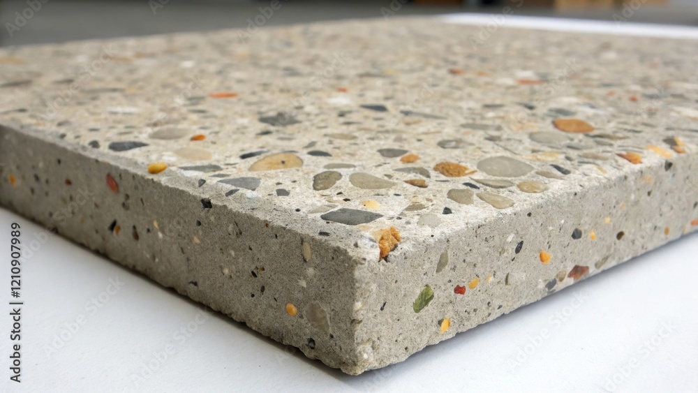 Aufkleber Medium closeup of a concrete slab containing visible aggregates illustrating the unique patterns formed by recycled materials embedded within highlighting innovative ecofriendly