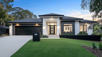 Modern House Exterior at Dusk