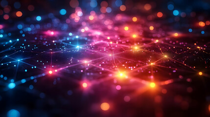 Abstract Colorful Glowing Network Connections Background