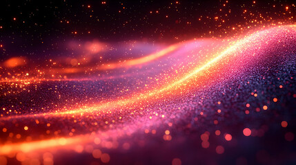 Fototapeta premium Vibrant Glowing Particles Abstract Background with Red and Purple Wave Motion
