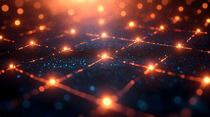 Obraz premium Abstract Glowing Network Grid: Digital Connection and Innovation