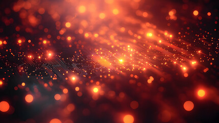 Abstract Red and Orange Glowing Particle Background
