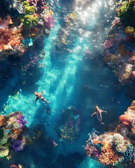 Fototapeta premium Birds-eye view of a vibrant underwater world