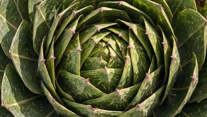 Fototapeta premium Vibrant artichoke with purple tipped leaves in geometric pattern
