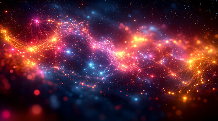 Obraz premium Luminous Cosmic Nebula with Glowing Particles and Vibrant Colors