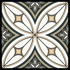 Seamless pattern. Modern stylish texture. Regularly repeating geometrical rhombuses. Vector element of graphic design. Seamless pattern in gold color on black background. Vector illustration.