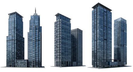 Fototapeta premium Collection of Building Designs Isolated on White Background