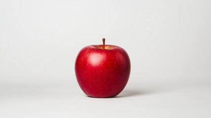 Single red apple on white background.