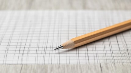 Close-up of pencil on graph paper.