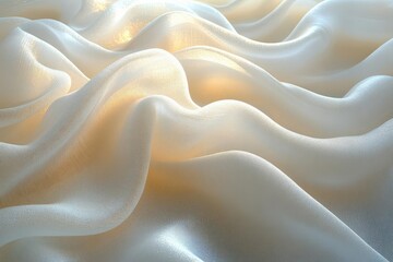 Obraz premium elegant undulating white fabric with delicate golden accents flowing gracefully creating a soft dreamy abstract background that evokes feelings of luxury and tranquility