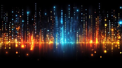 Obraz premium Abstract Digital Cityscape Illuminated With Bright Lights