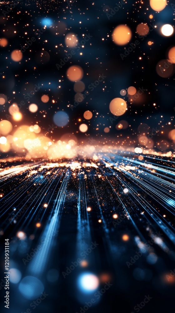 Poster light particles create a mesmerizing pathway in this ethereal display of shimmering colors