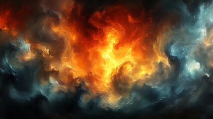 Abstract fiery swirling nebula cosmic art