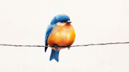 vibrant bluebird perched on wire, showcasing its colorful plumage and charming presence