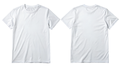 white t-shirt front and back set, soft focus isolated on the transparent background
