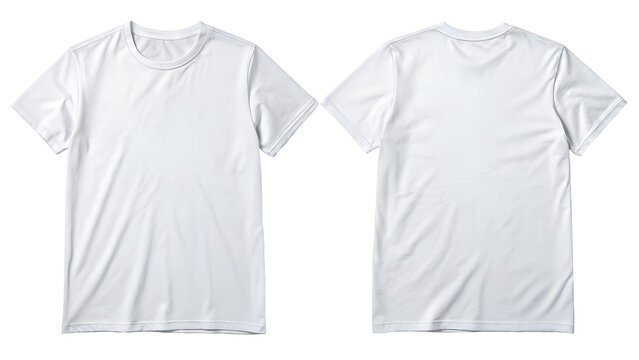 white t-shirt front and back set, soft focus isolated on the transparent background