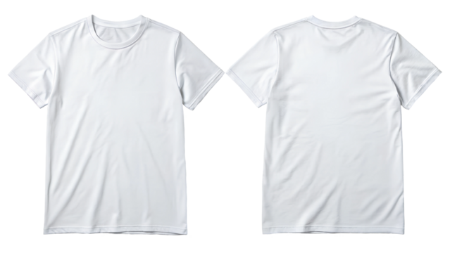 white t-shirt front and back set, soft focus isolated on the transparent background